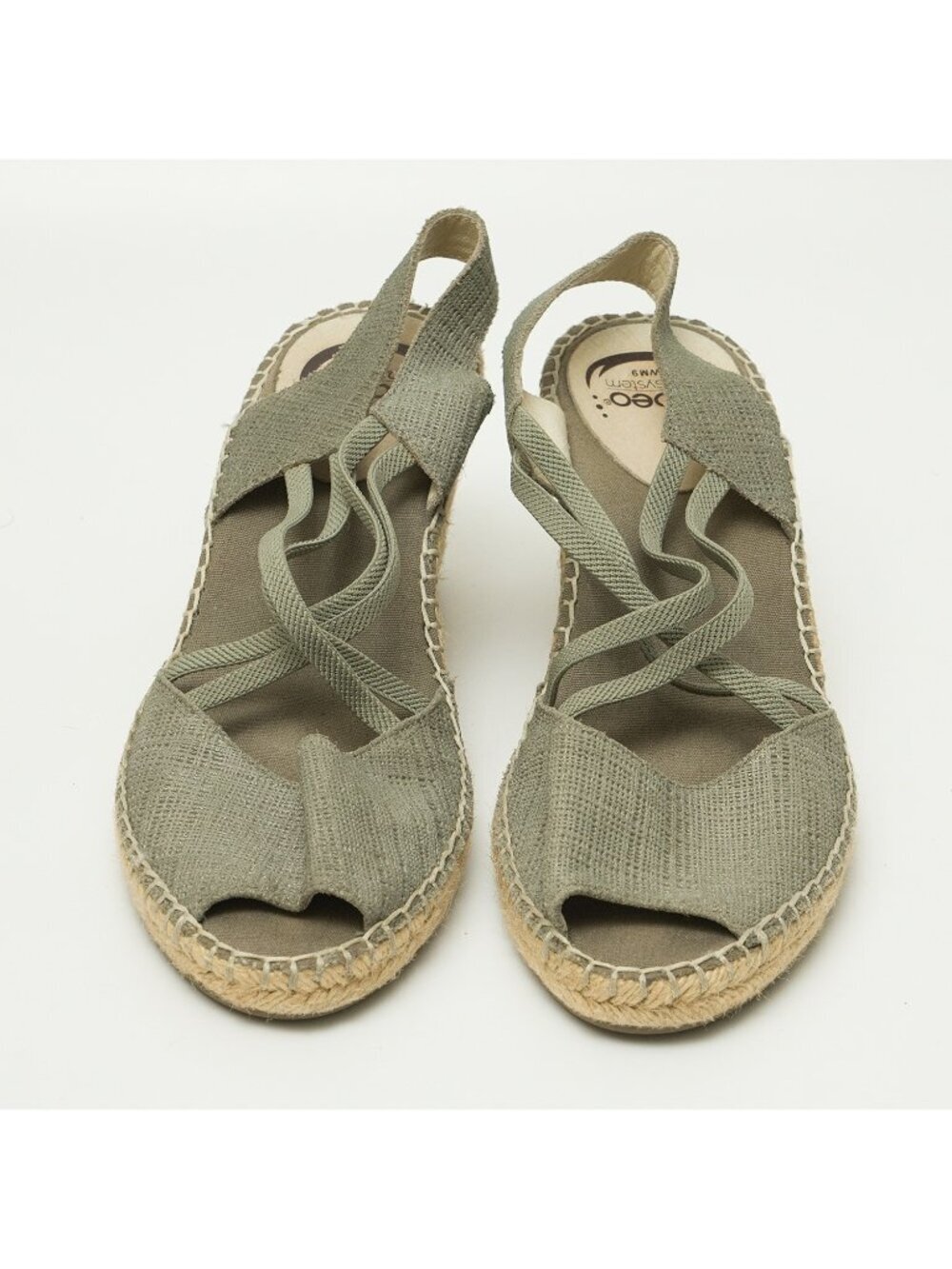 ABEO Delano Espadrilles Size 9 Womens Wedge Sandals Green Open Toe Boho Casual